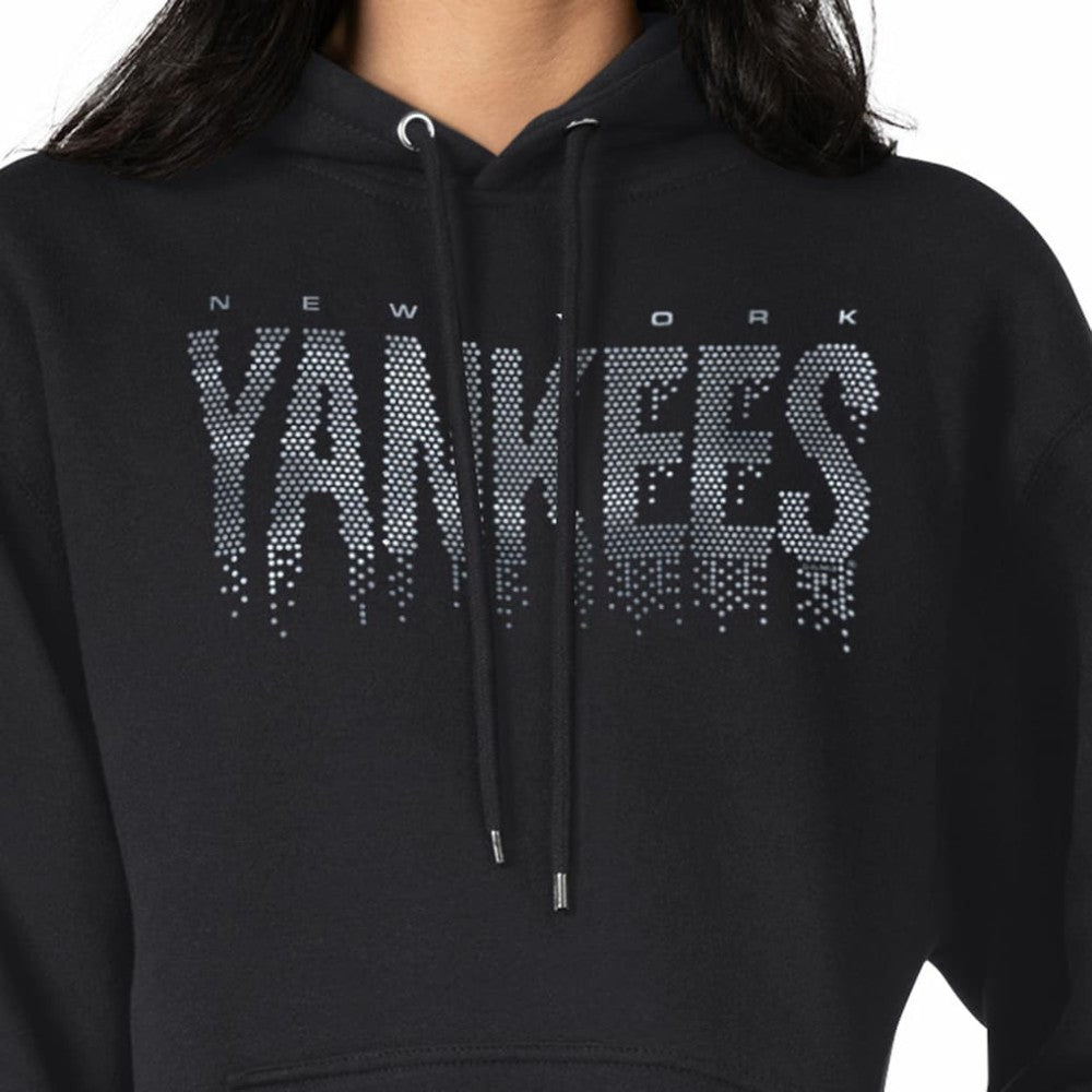 New York Yankees G-III 4Her by Carl Banks Women's Metallic Drop Fleece Hoodie - Black Hoodies