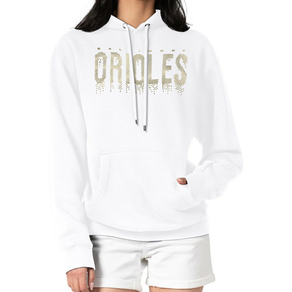 Baltimore Orioles G-III 4Her by Carl Banks Women's Metallic Drop Fleece Hoodie - White Hoodies