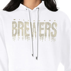 Milwaukee Brewers G-III 4Her by Carl Banks Women's Metallic Drop Fleece Hoodie - White Hoodies