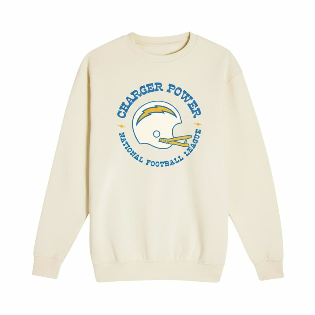 Los Angeles Chargers The Wild Collective Unisex Charger Power Fleece Sweatshirt - Cream Sweatshirts