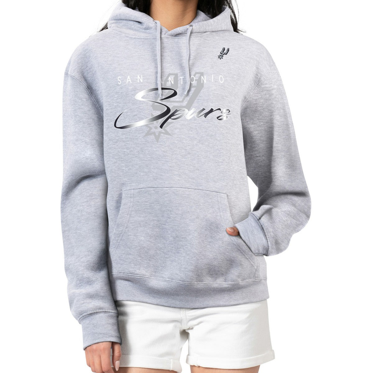San Antonio Spurs G-III 4Her by Carl Banks Women's Shadow Logo Tri-Blend Fleece Hoodie Gray outlet