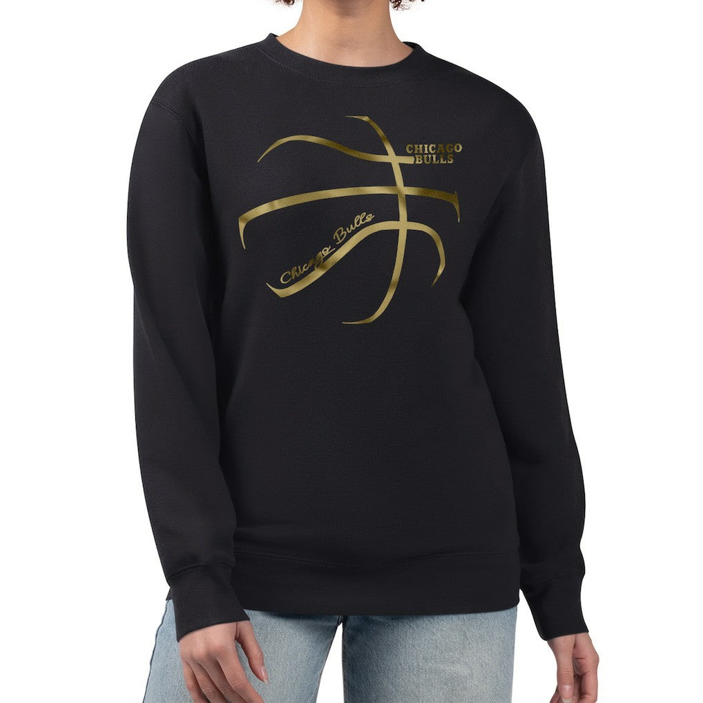 Chicago Bulls G-III 4Her by Carl Banks Women's Metallic Print Basketball Sketch Fleece Sweatshirt Black