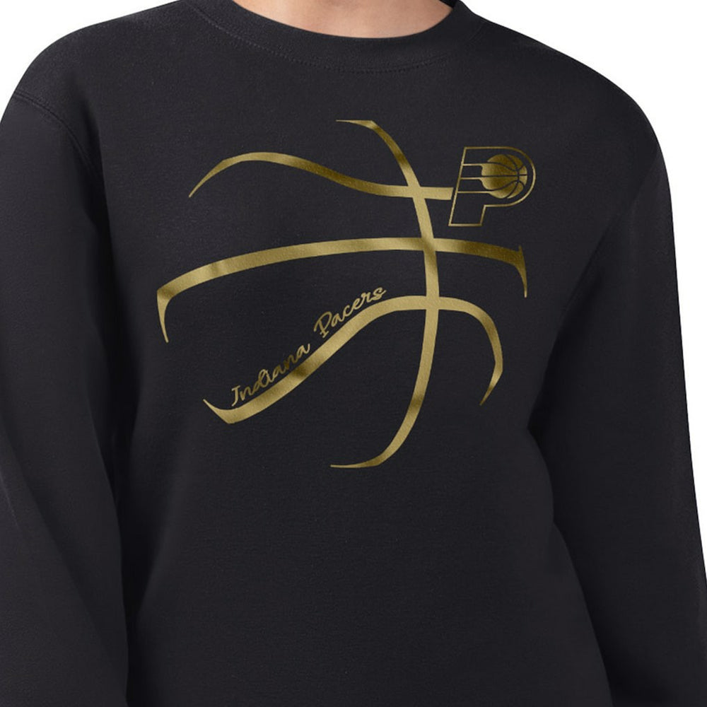 Indiana Pacers G-III 4Her by Carl Banks Women's Metallic Print Basketball Sketch Fleece Sweatshirt Black