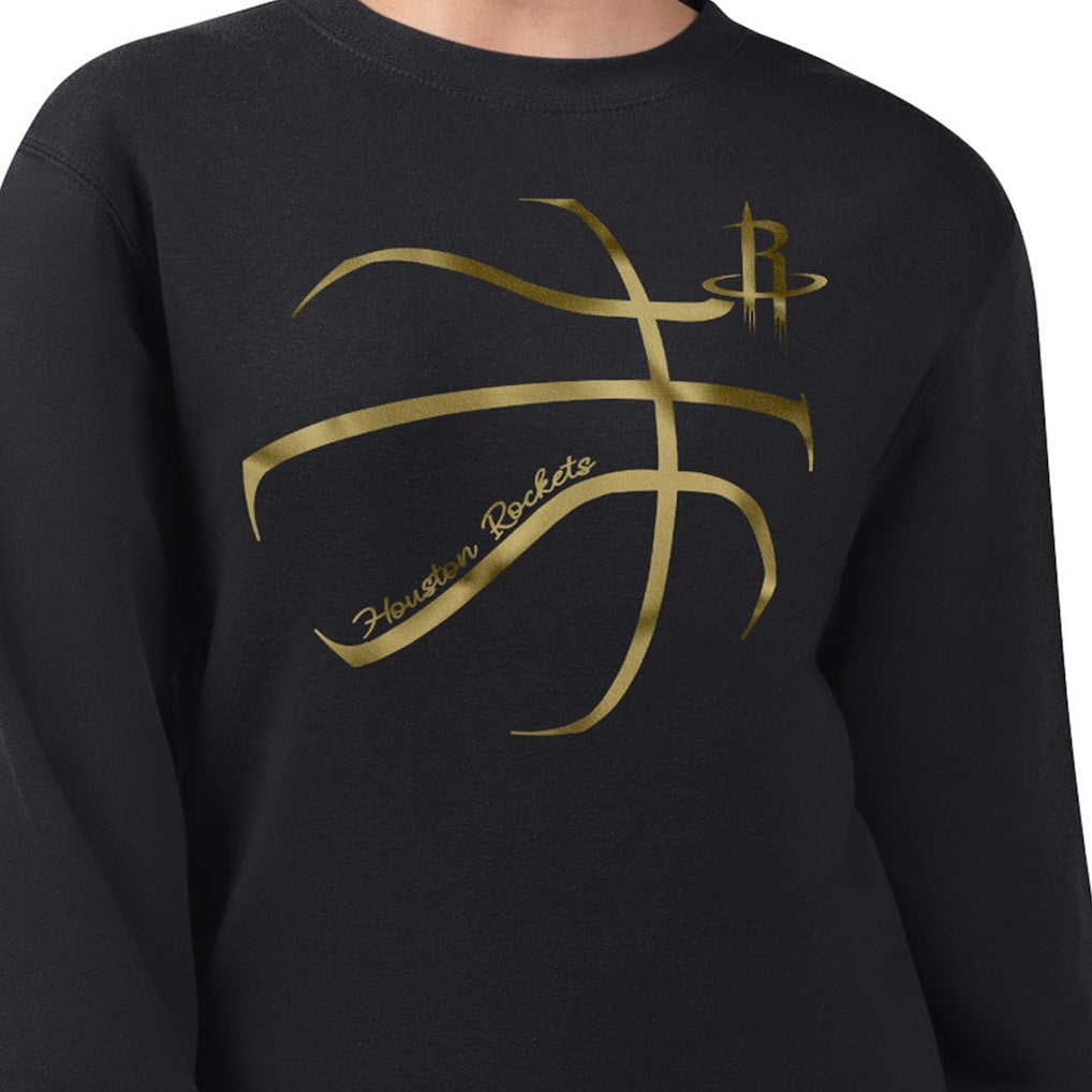 Houston Rockets G-III 4Her by Carl Banks Women's Metallic Print Basketball Sketch Fleece Sweatshirt Black