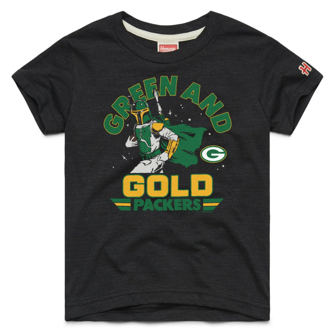 Green Bay Packers Homage Youth Star Wars x NFL Tri-Blend T-Shirt - Black T-shirts