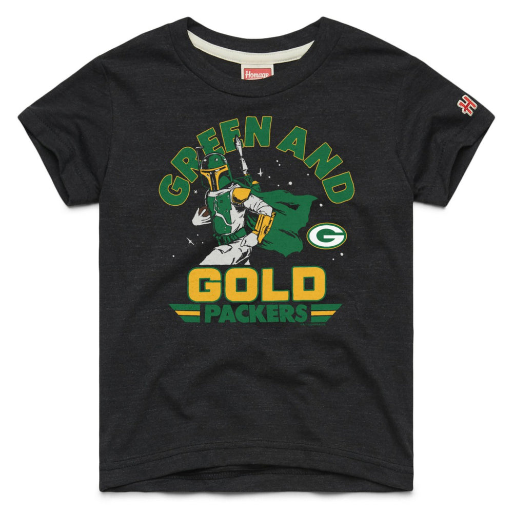 Green Bay Packers Homage Youth Star Wars x NFL Tri-Blend T-Shirt - Black T-shirts