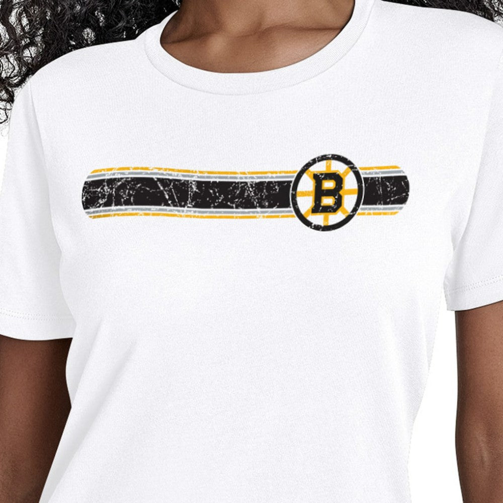 Boston Bruins Starter Women's Team Stripe T-Shirt - White | US 203480833