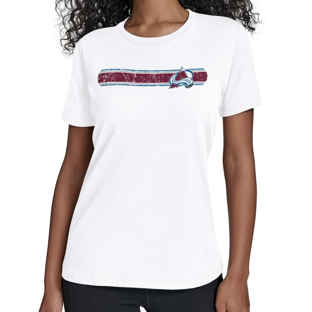 Colorado Avalanche Starter Women's Team Stripe T-Shirt - White | US 203480838