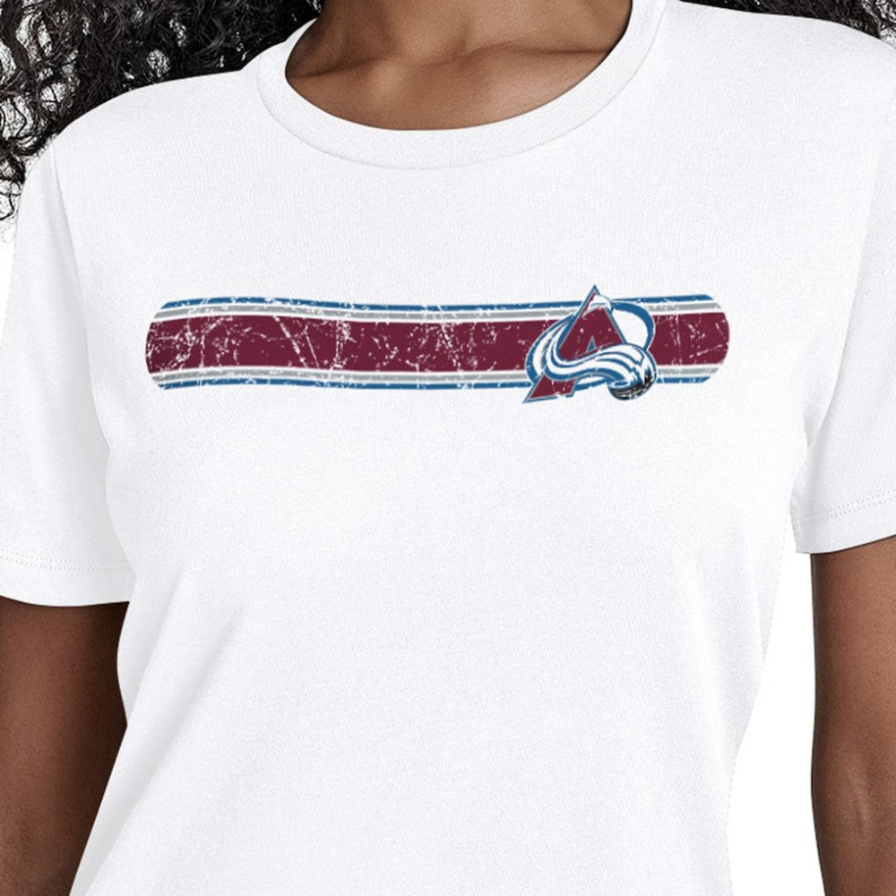 Colorado Avalanche Starter Women's Team Stripe T-Shirt - White | US 203480838