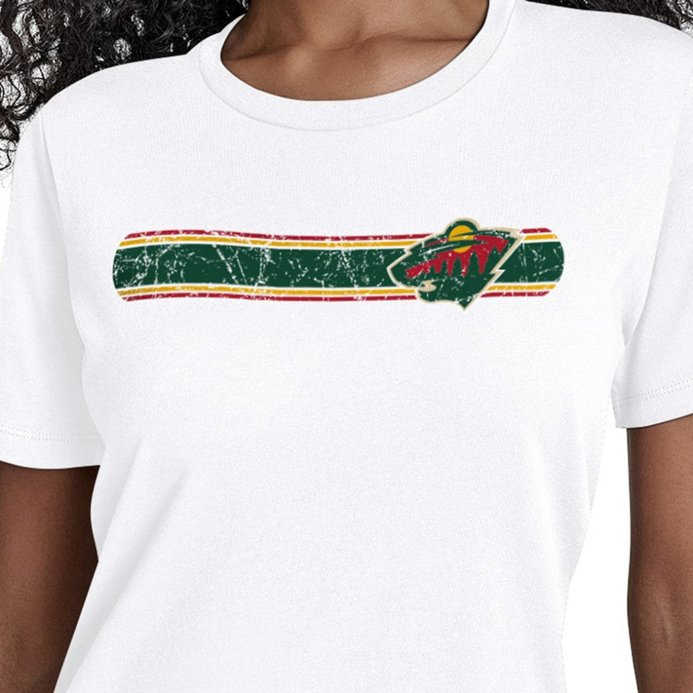 Minnesota Wild Starter Women's Team Stripe T-Shirt - White | US 203480845