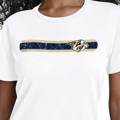 Nashville Predators Starter Women's Team Stripe T-Shirt - White | US 203480847