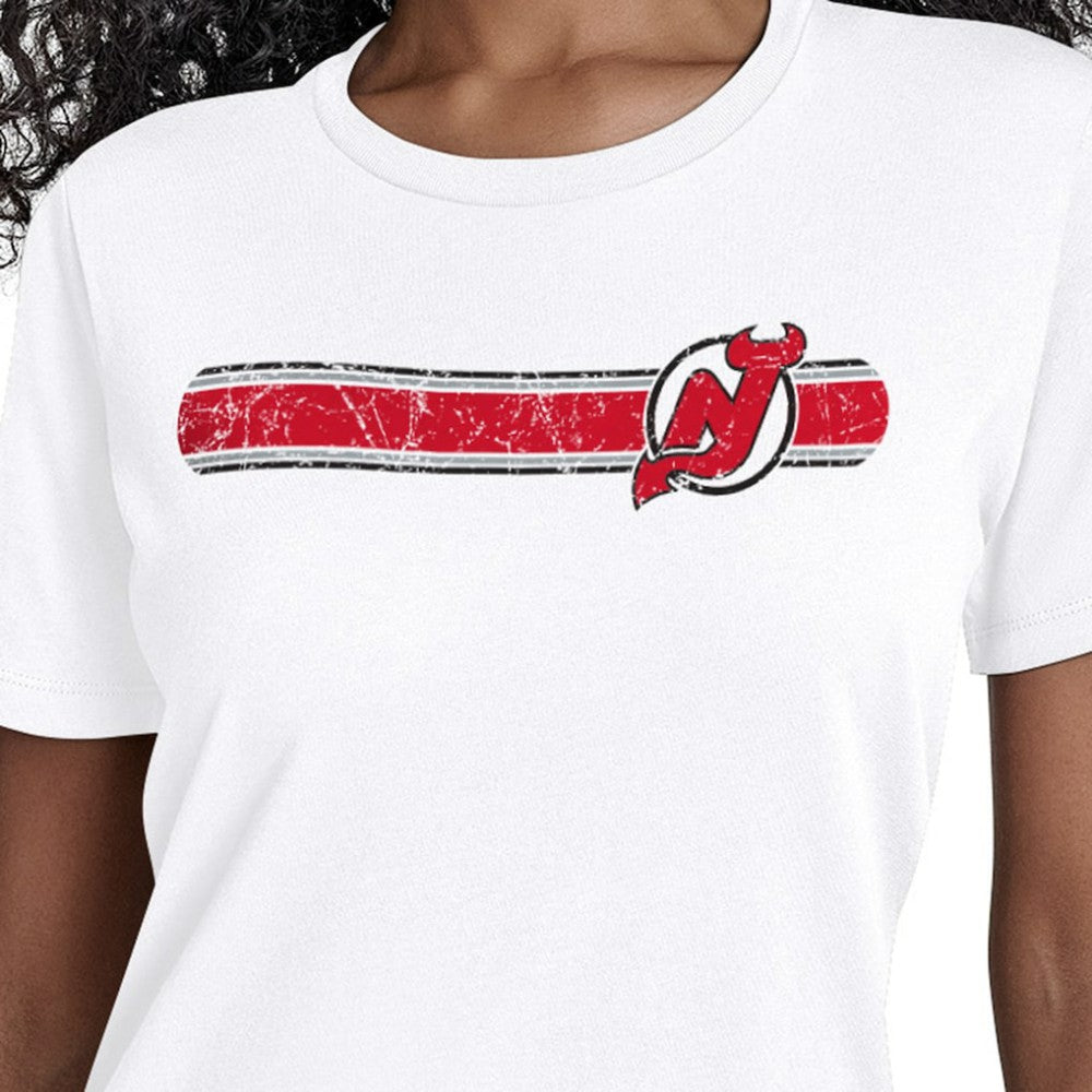 New Jersey Devils Starter Women's Team Stripe T-Shirt - White | US 203480848