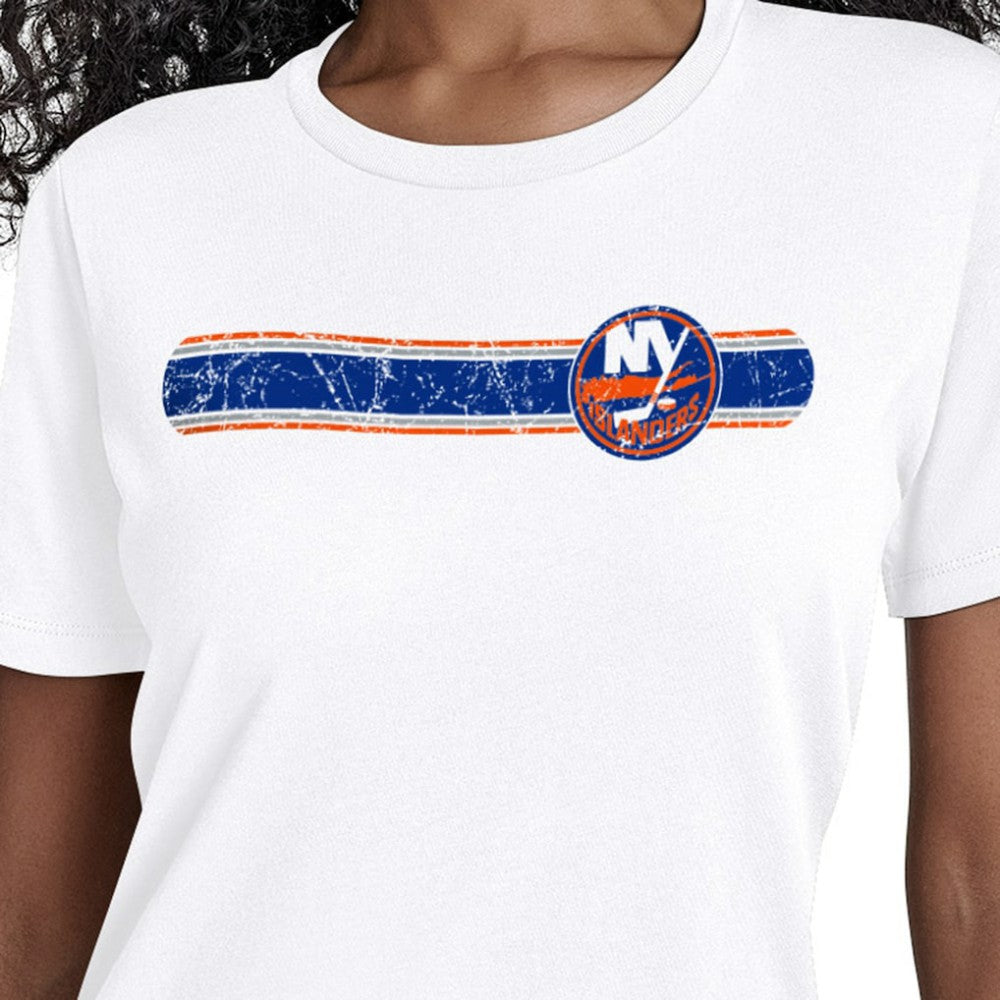 New York Islanders Starter Women's Team Stripe T-Shirt - White | US 203480849