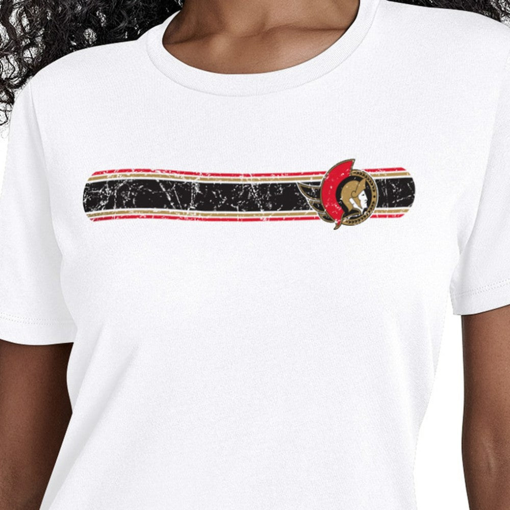 Ottawa Senators Starter Women's Team Stripe T-Shirt - White | US 203480851