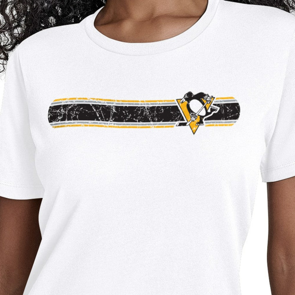 Pittsburgh Penguins Starter Women's Team Stripe T-Shirt - White | US 203480854