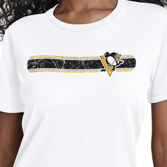 Pittsburgh Penguins Starter Women's Team Stripe T-Shirt - White | US 203480854