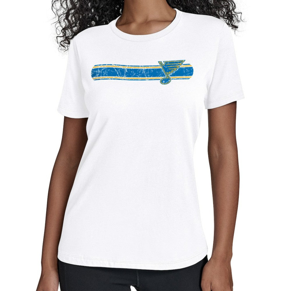 St. Louis Blues Starter Women's Team Stripe T-Shirt - White | US 203480857