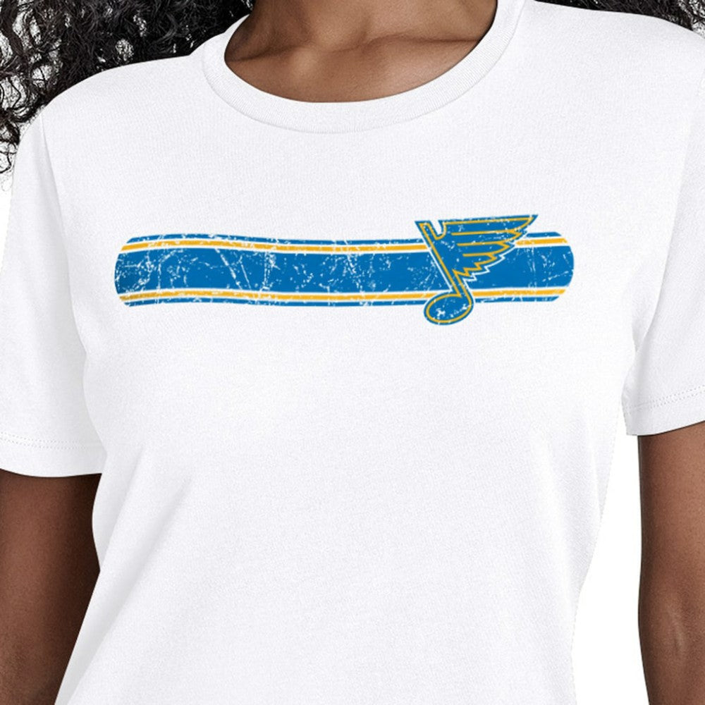 St. Louis Blues Starter Women's Team Stripe T-Shirt - White | US 203480857