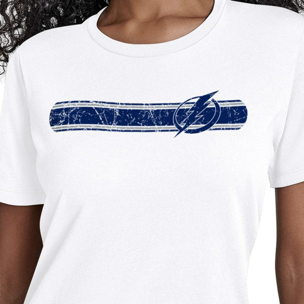 Tampa Bay Lightning Starter Women's Team Stripe T-Shirt - White | US 203480858
