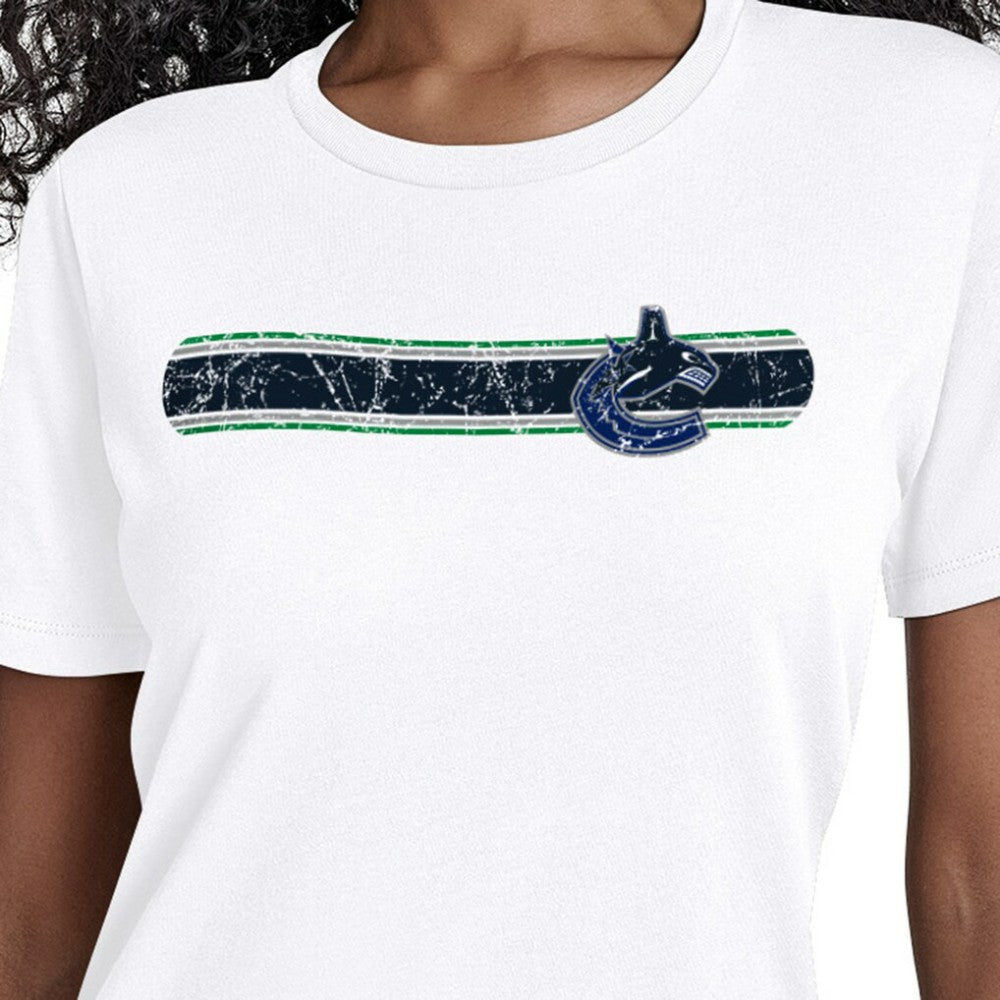Vancouver Canucks Starter Women's Team Stripe T-Shirt - White | US 203480860