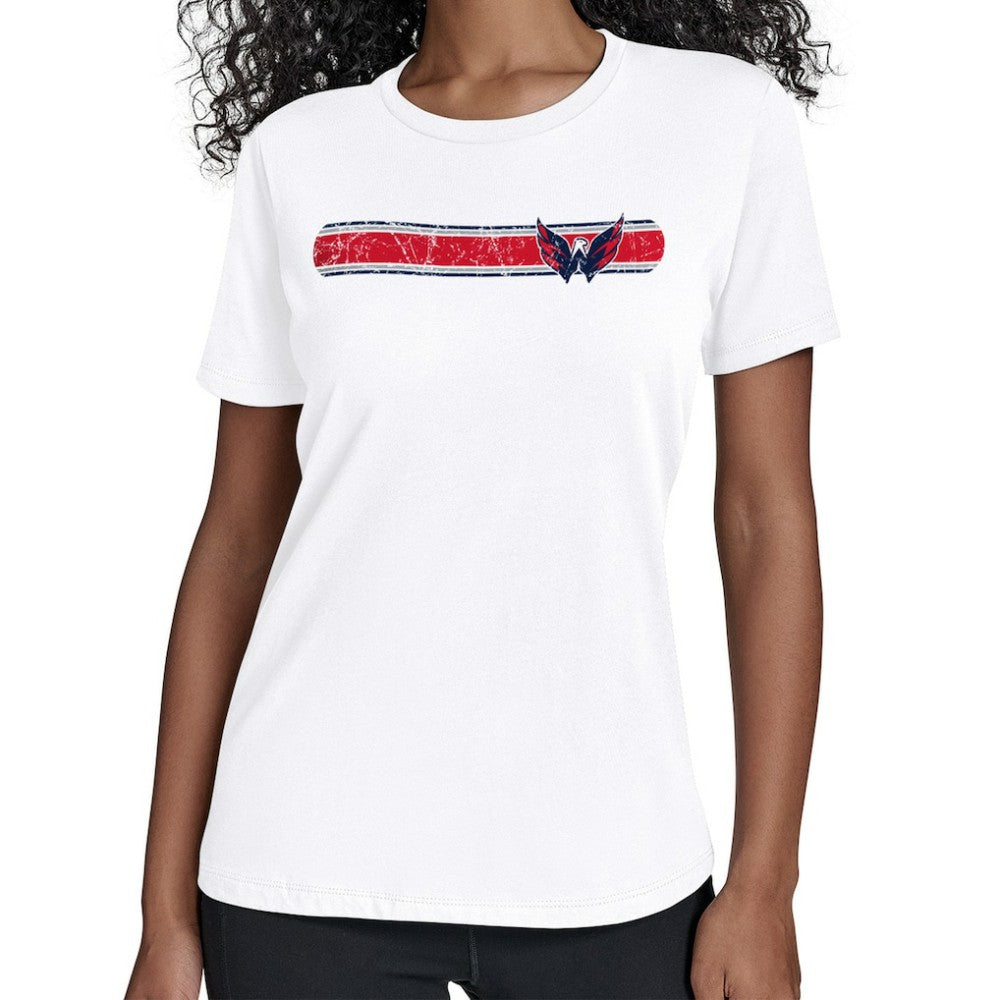 Washington Capitals Starter Women's Team Stripe T-Shirt - White | US 203480862