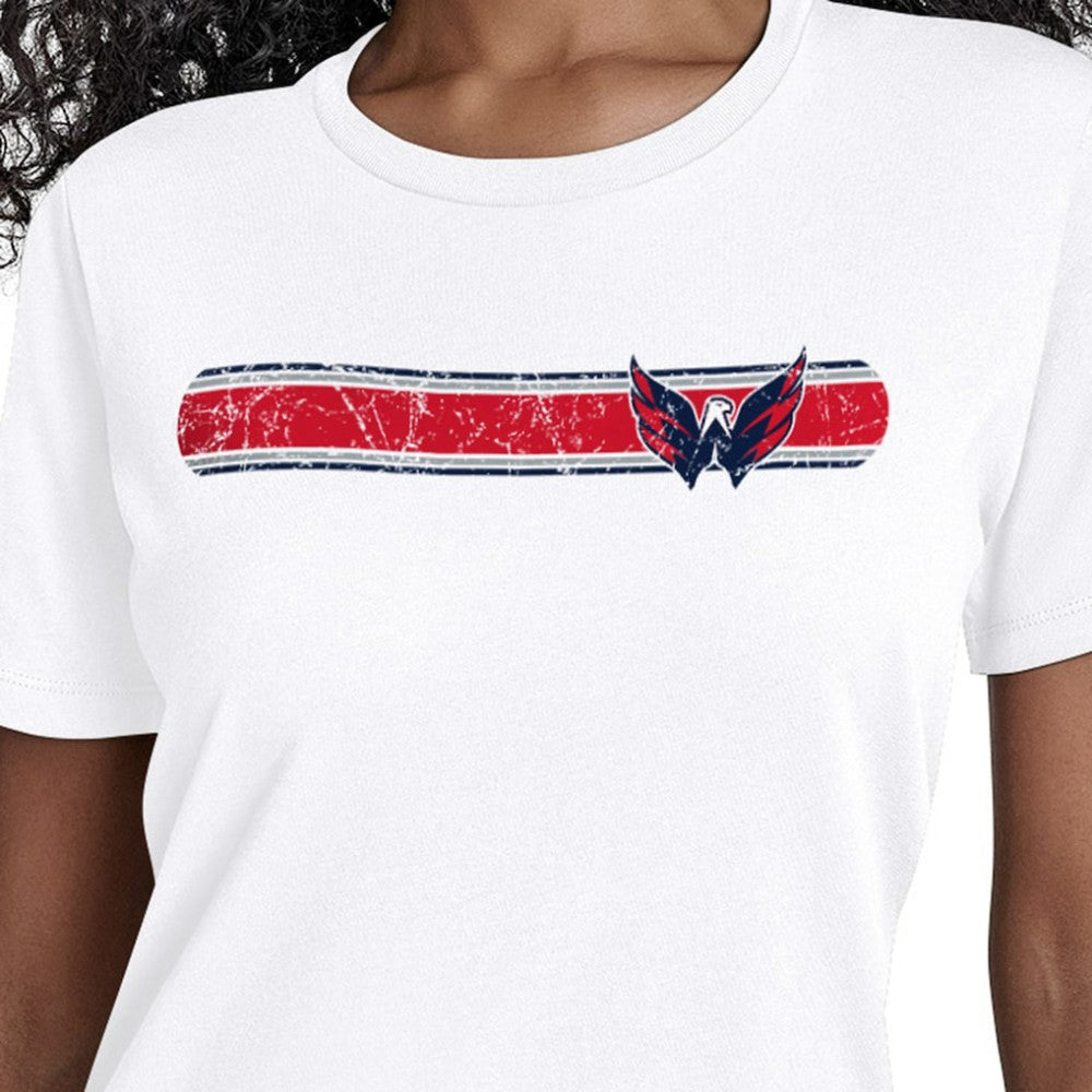 Washington Capitals Starter Women's Team Stripe T-Shirt - White | US 203480862