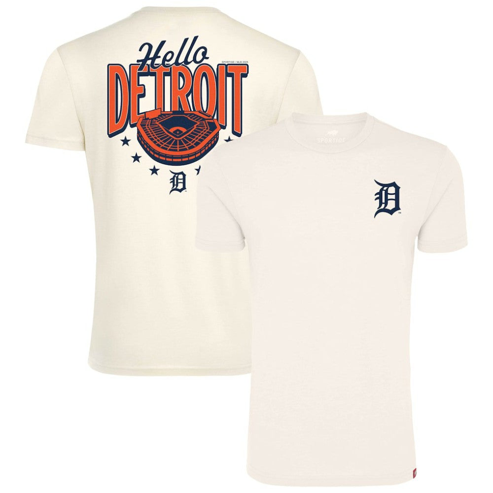 Detroit Tigers Sportiqe Unisex Hello Detroit Duke Oversized T-Shirt - Cream T-shirts