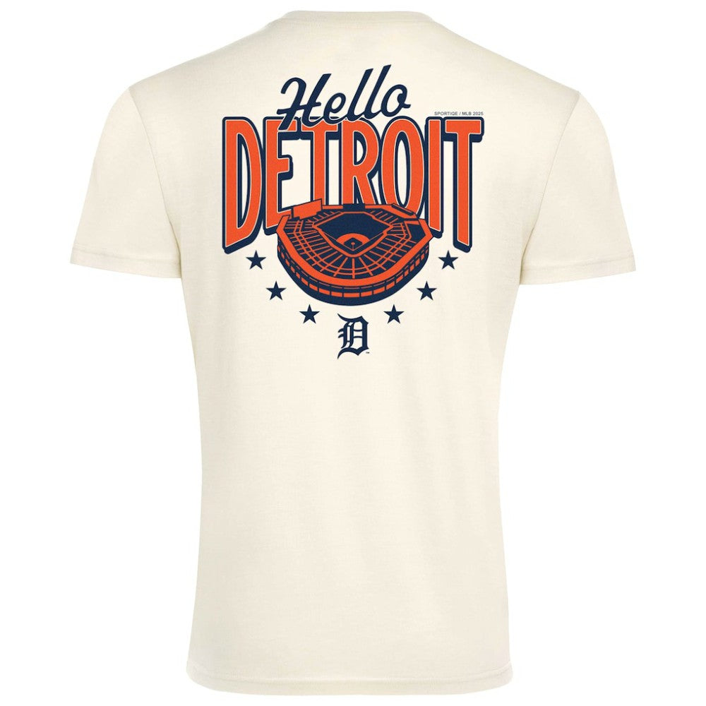 Detroit Tigers Sportiqe Unisex Hello Detroit Duke Oversized T-Shirt - Cream T-shirts