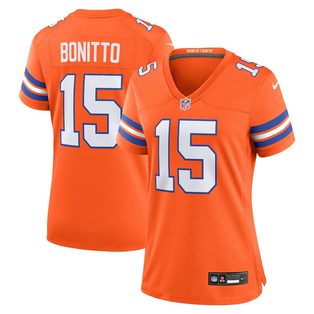 Nik Bonitto Denver Broncos Women's Alternate 2 Mile High Collection 1977 Throwback Game Jersey - Orange Jerseys