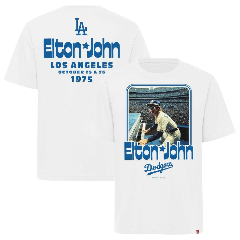 Los Angeles Dodgers x Elton John Sportiqe Unisex  Duke Oversized T-Shirt - White T-shirts