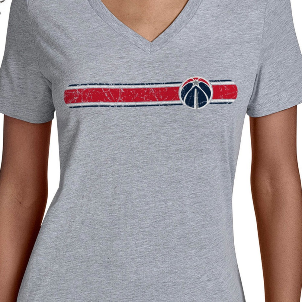 Washington Wizards Starter Women's Team Stripe V-Neck T-Shirt Gray