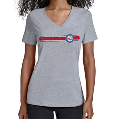 Philadelphia 76ers Starter Women's Team Stripe V-Neck T-Shirt Gray outlet