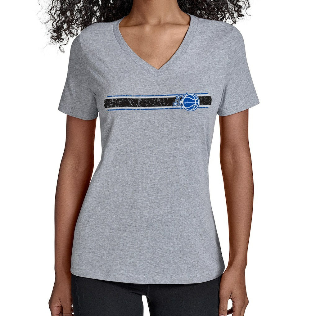 Orlando Magic Starter Women's Team Stripe V-Neck T-Shirt Gray