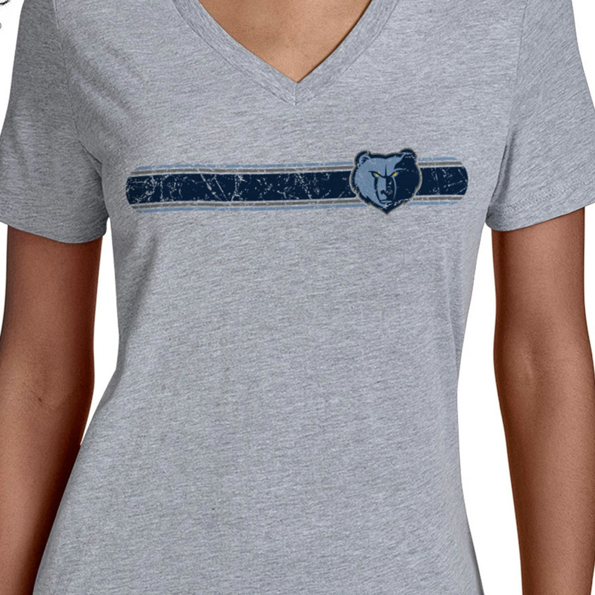 Memphis Grizzlies Starter Women's Team Stripe V-Neck T-Shirt Gray