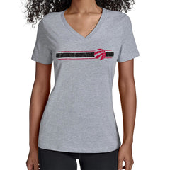 Toronto Raptors Starter Women's Team Stripe V-Neck T-Shirt Gray outlet