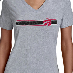 Toronto Raptors Starter Women's Team Stripe V-Neck T-Shirt Gray outlet