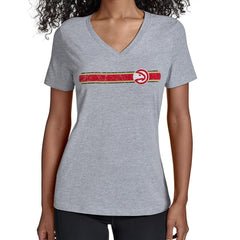 Atlanta Hawks Starter Women's Team Stripe V-Neck T-Shirt Gray