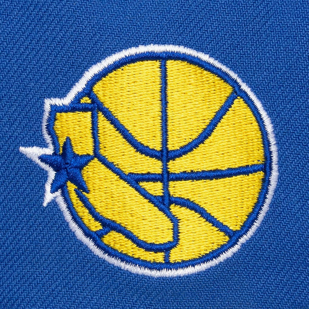 Golden State Warriors Hardwood Classics Old School Stacked Text Snapback Hat Royal - Mitchell & Ness