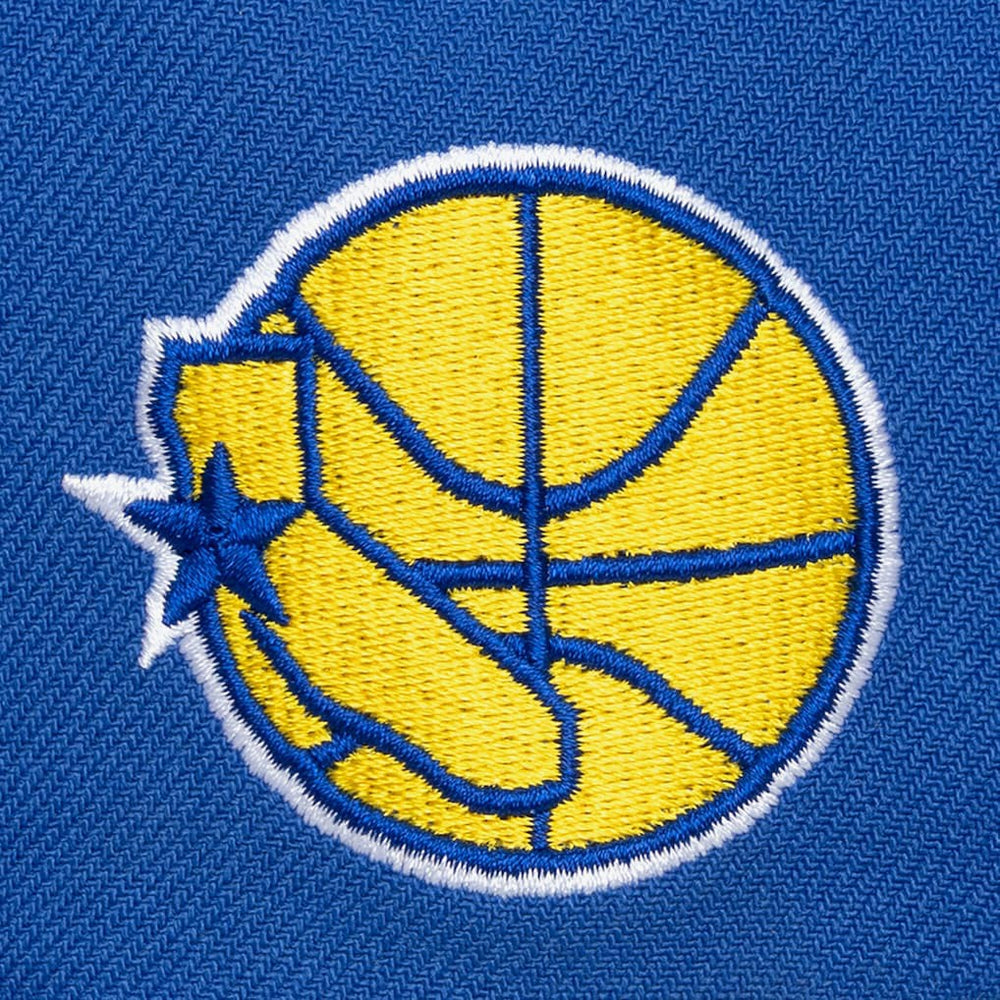 Golden State Warriors Hardwood Classics Old School Stacked Text Snapback Hat Royal - Mitchell & Ness