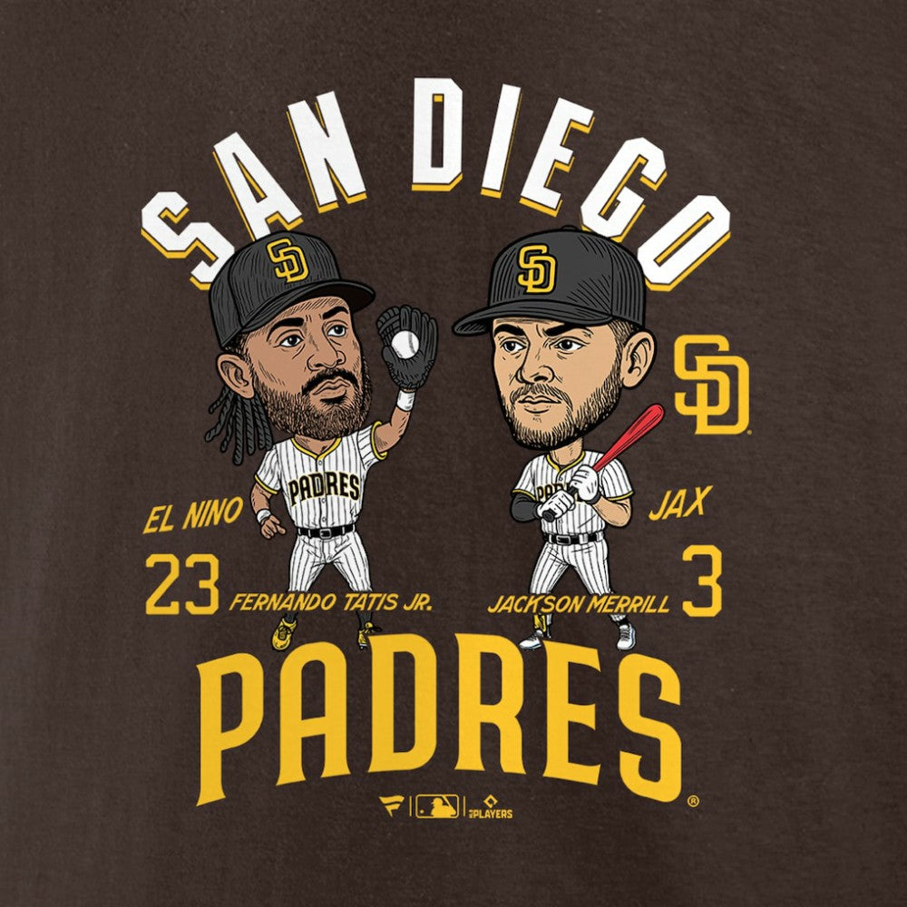 Fernando Tatis Jr. & Jackson Merrill San Diego Padres Player Duo T-Shirt - Brown T-shirts