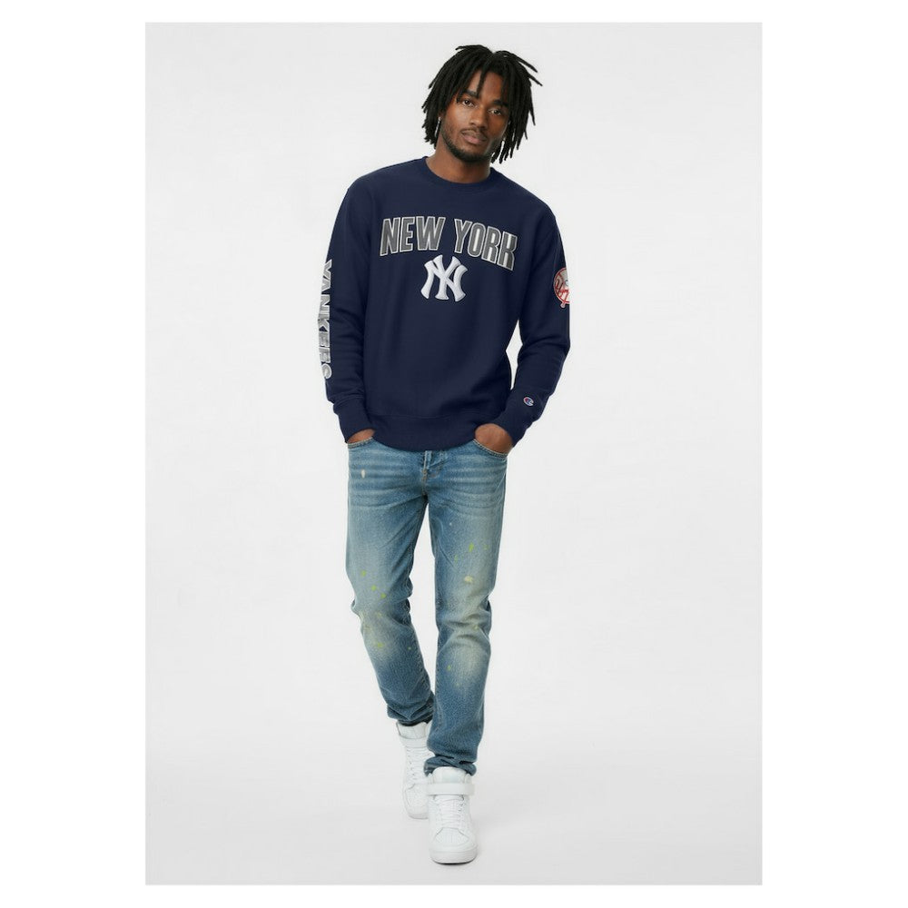 New York Yankees Champion Reverse Weave Chenille Sweatshirt - Navy Sweatshirts