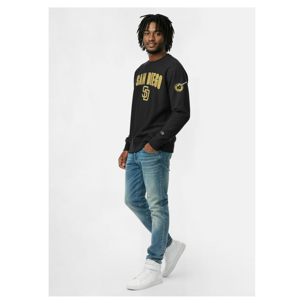 San Diego Padres Champion Reverse Weave Chenille Sweatshirt - Black Sweatshirts