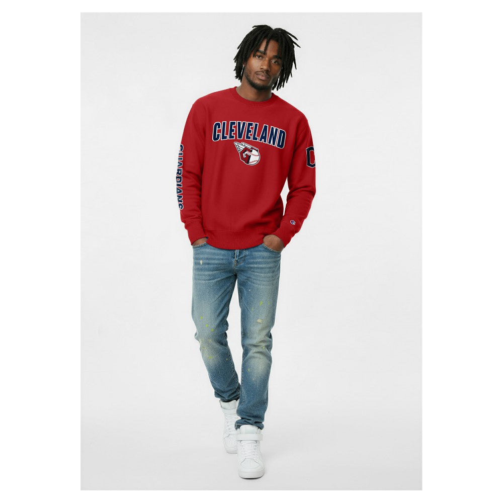 Cleveland Guardians Champion Reverse Weave Chenille Sweatshirt - Red Sweatshirts