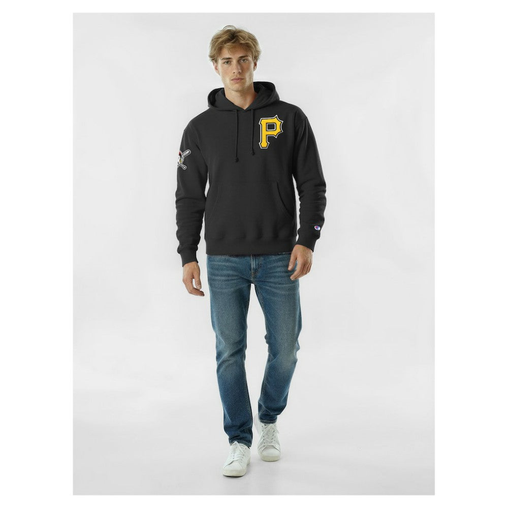 Pittsburgh Pirates Champion Reverse Weave Chenille Hoodie - Black Hoodies