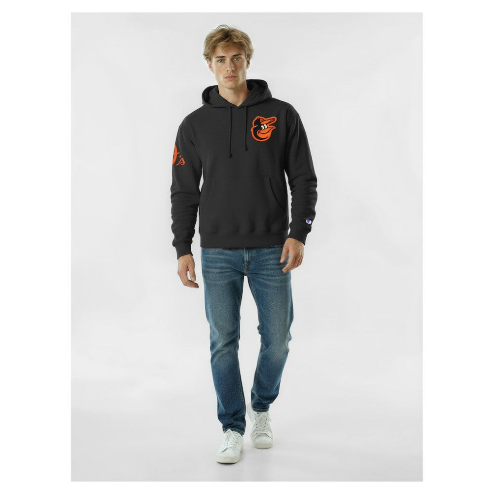 Baltimore Orioles Champion Reverse Weave Chenille Hoodie - Black Hoodies