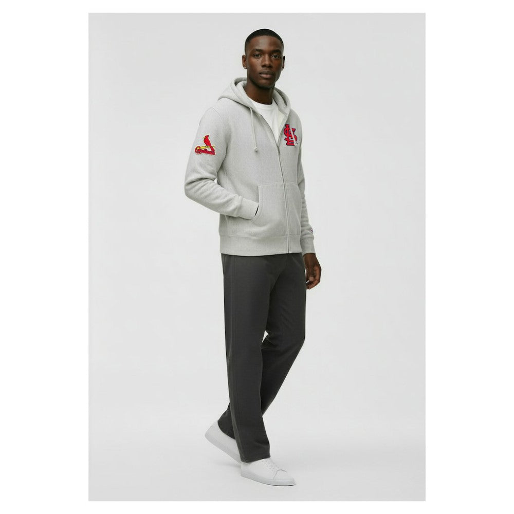 St. Louis Cardinals Champion Reverse Weave Chenille Full-Zip Hoodie - Gray Hoodies