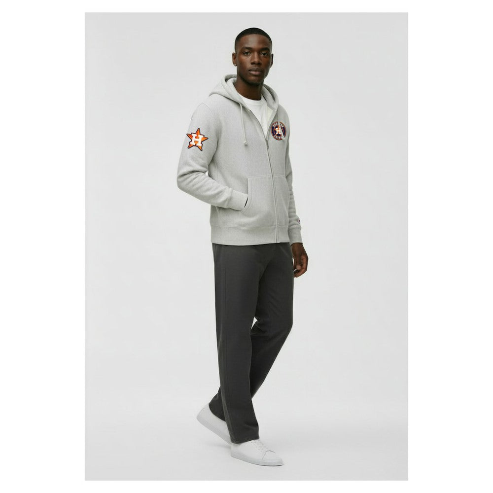 Houston Astros Champion Reverse Weave Chenille Full-Zip Hoodie - Gray Hoodies