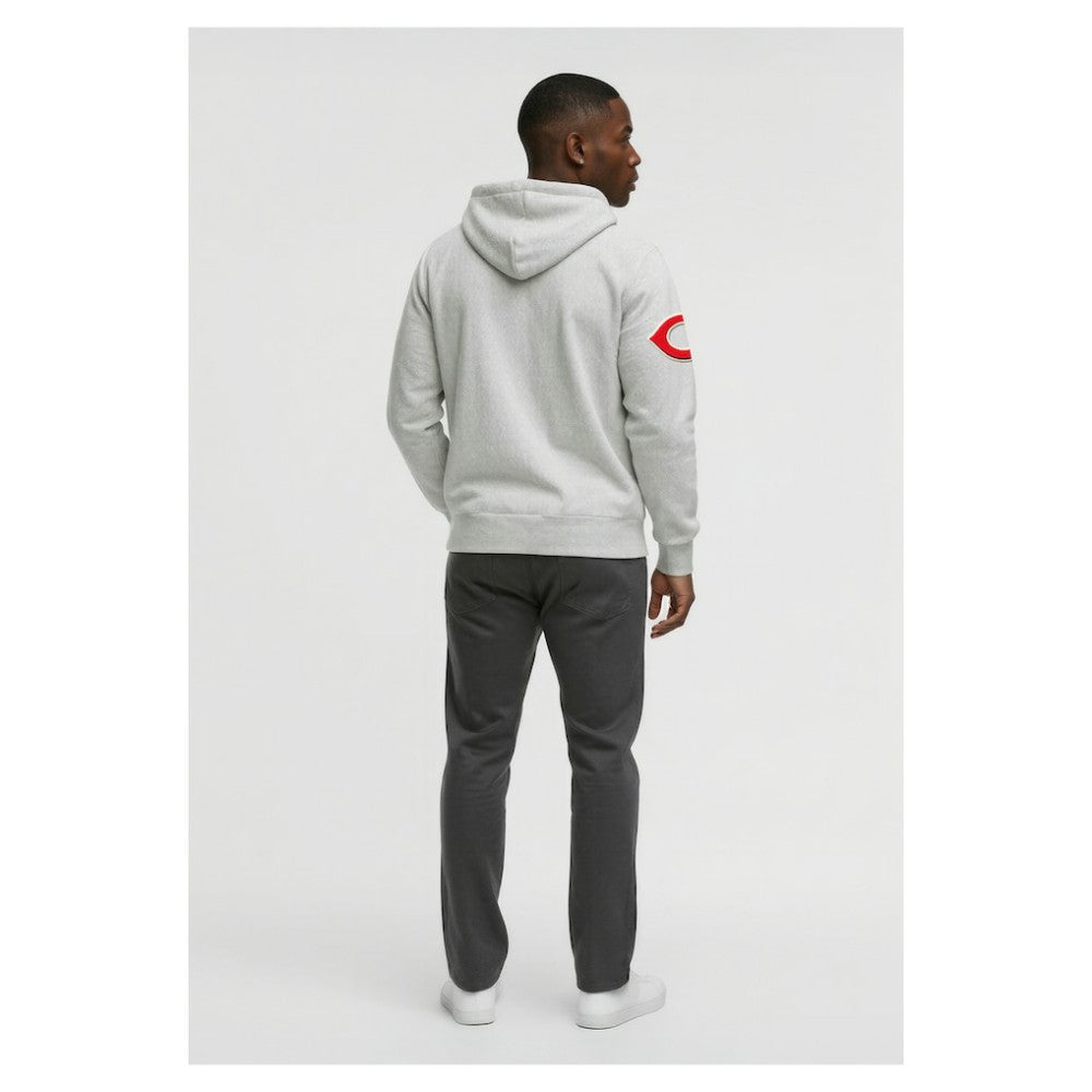 Cincinnati Reds Champion Reverse Weave Chenille Full-Zip Hoodie - Gray Hoodies