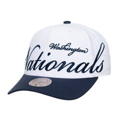 Washington Nationals Mitchell & Ness Unisex XL Script Pro Crown Adjustable Hat - White/Navy Hats
