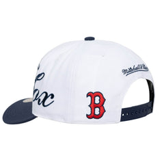 Boston Red Sox Mitchell & Ness Unisex XL Script Pro Crown Snapback Hat - White/Navy Hats